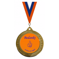 Medaille: Bedankt je bent een topper - Oranje